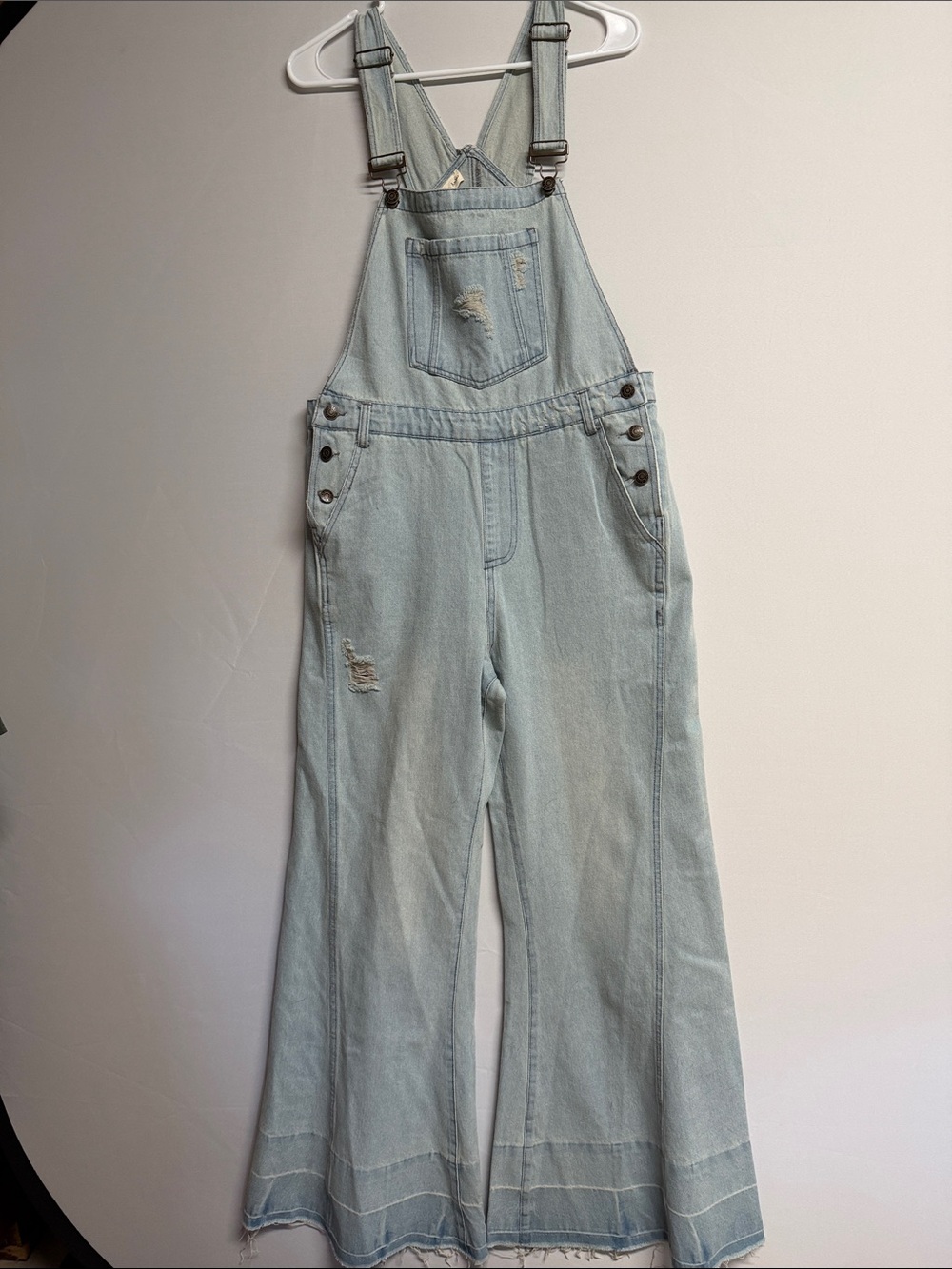Aaron & Amber Light Wash Denim Overalls Size Large